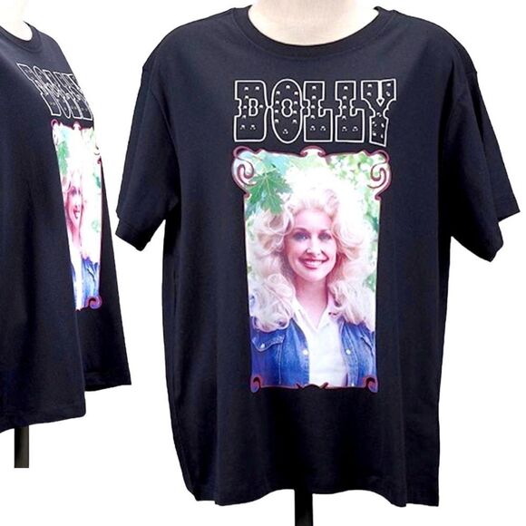 Dolly Parton Studded Nailhead Black T-Shirt LG Coastal Cowgirl NWT - Picture 1 of 4